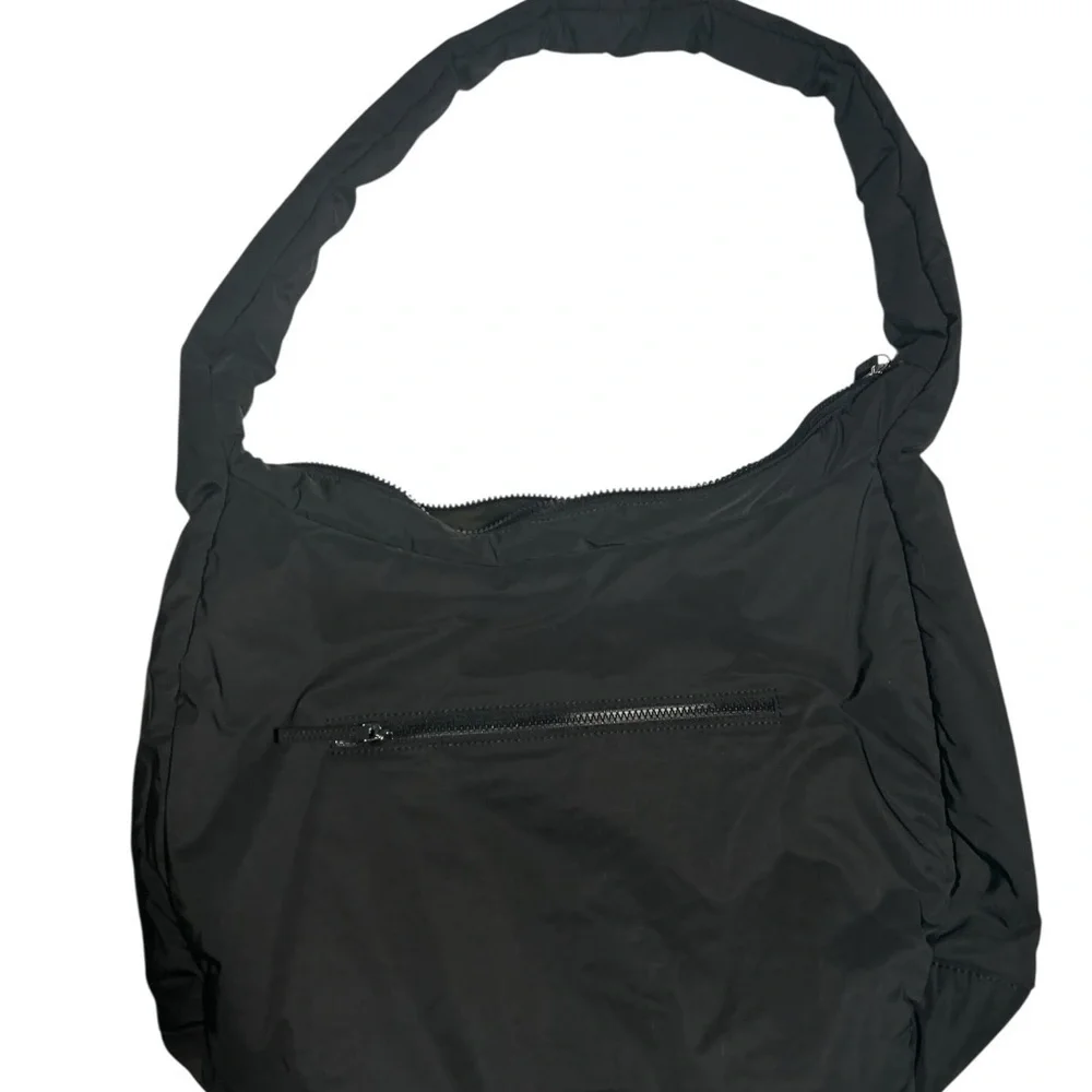 Athleta Black Nylon Hobo Shoulder Bag Lightweight Travel Gym Crossbody NWOT